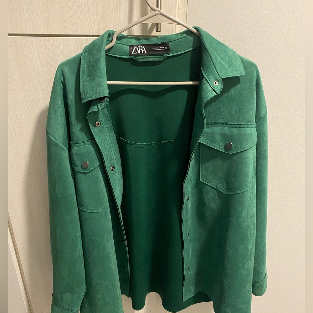Green shacket from Zara